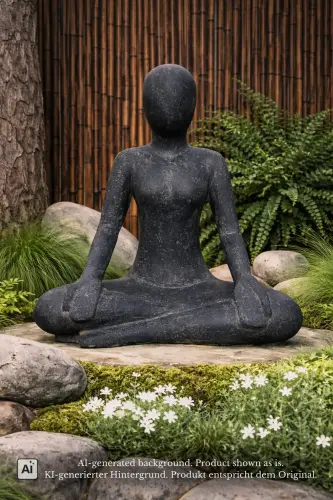 Product image of the product “Sitting woman in yoga position - Lotus Position, in the sizes from 30 to 130cm, cast stone, antique finish ”